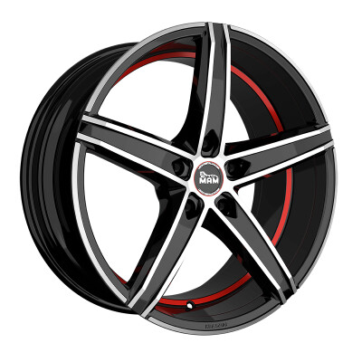 MAM OX-18 8,5×19″ · 5×108 · ET45 · CB72,6 BLACK FRONT POLISH RED INSIDE