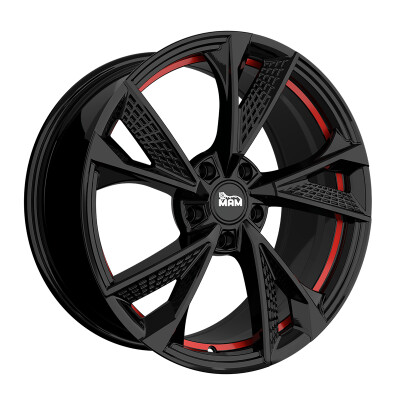 MAM RS6 8,5×20″ · 5×112 · ET42 · CB66,6 BLACK PAINTED RED INSIDE