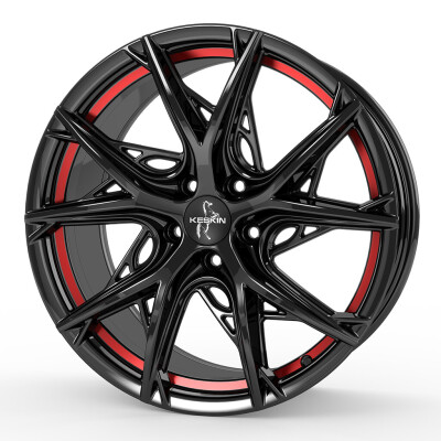 Keskin KT24C 8,5×19″ · 5×112 · ET30 · CB66,6 BLACK PAINTED RED INSIDE