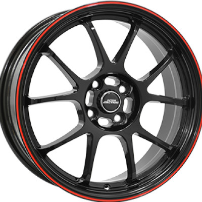 Inter Action PHOENIX 6,5×15″ · 4×100 · ET37 · CB73,1 Gloss Black / Red