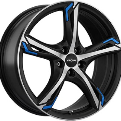 Ronal R62 BLUE 8,5×20″ · 5×108 · ET40 · CB76 Dull Black / Polished