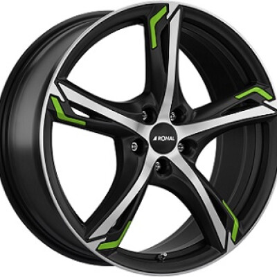 Ronal R62 GREEN 8,5×20″ · 5×108 · ET40 · CB76 Dull Black / Polished